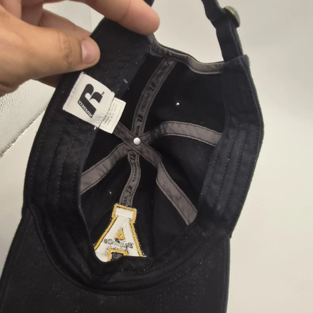Appalachian State Mountaineers Black Adjustable Strapback Hat Russell Athletic